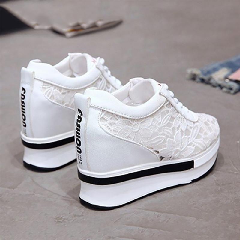 Platform Wedges Slip On Sneakers Breathable Shoes Women Mesh Lace Summer Shoes