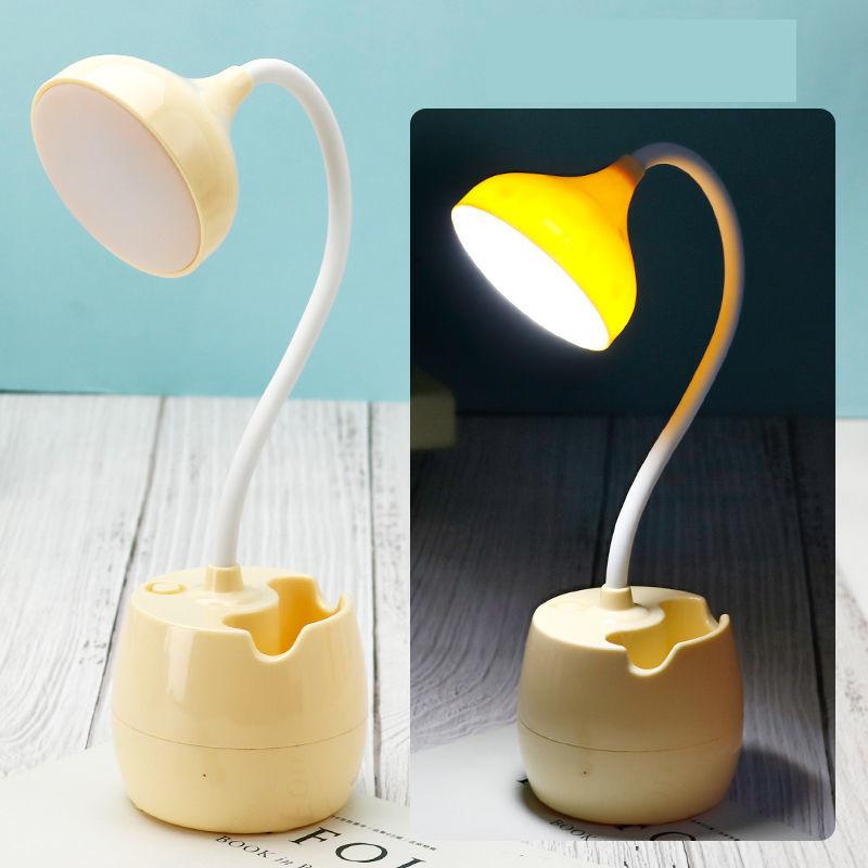 Push Button Switch LED Desk Lamp Eye Protection Cute Petal Type Dormitory USB Charging Plug-in Learning Lamp Reading Bedroom Bedside Lamp