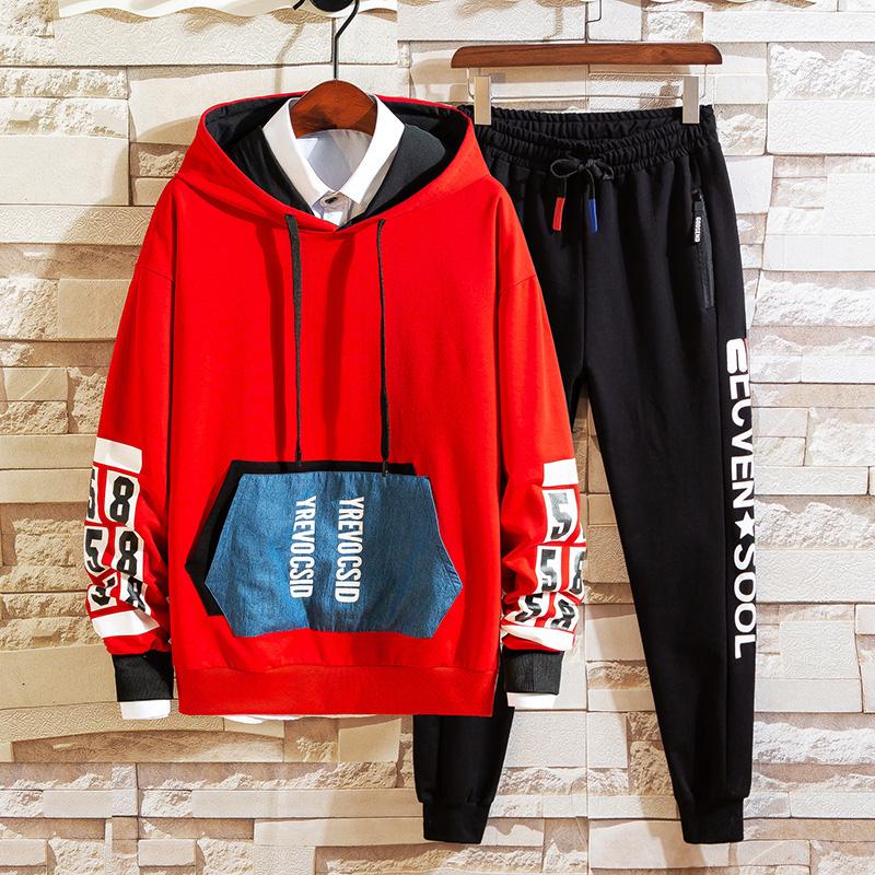 Sweatshirt Set Hoodie Large Size Spring and Autumn Men's Clothing 2pcs set Trend Long Sleeve