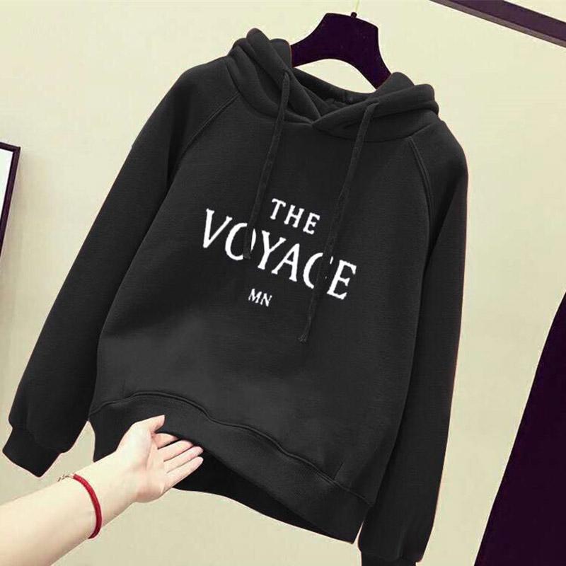 Long Sleeve Warm Hooded Tops Autumn and Winter Cotton Sweater Women's Sweatshirt Wild Large Size