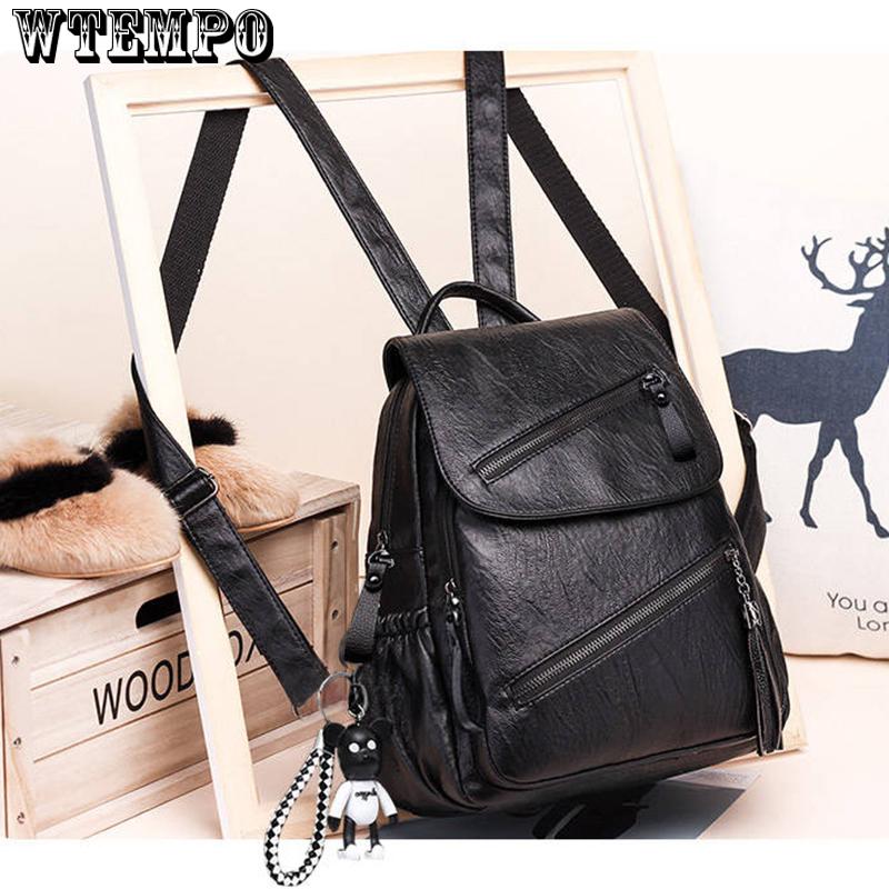 New Fashion Women Leather Backpack Female solid color Bag Ladies Softback Backpacks Mochilas