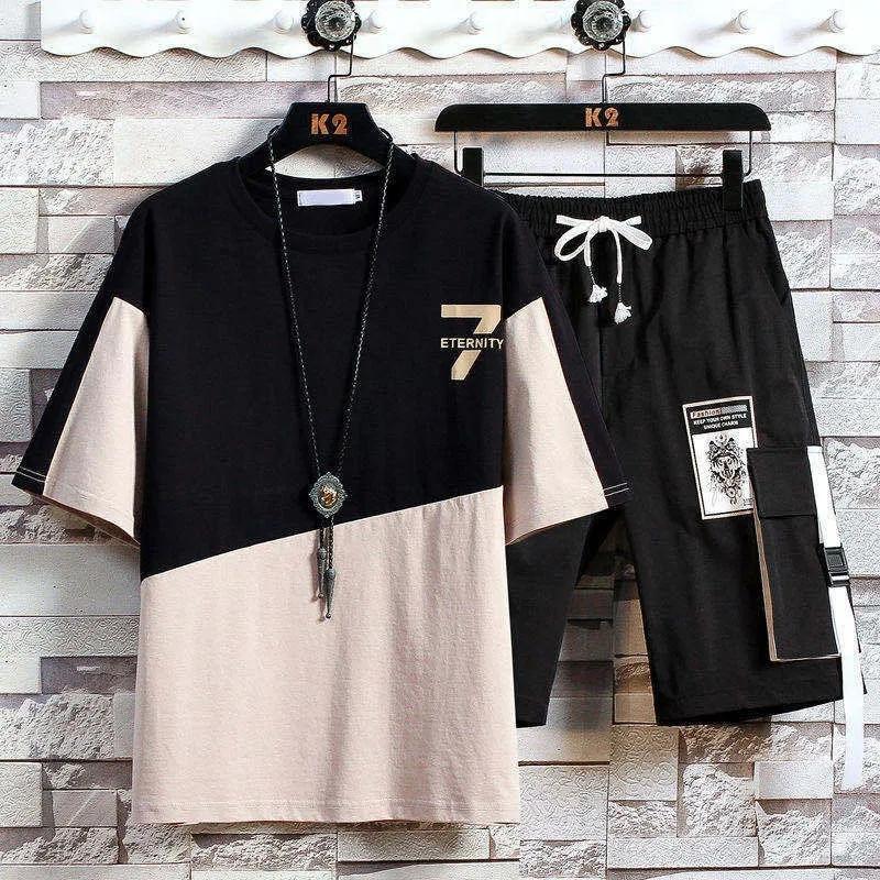 Men's Suit Summer Student Korean Version Trend Youth Sports Casual Short-sleeved Shorts Summer Set of Clothes for Men