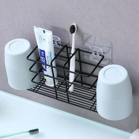 Metal Material Toothbrush Bathroom Wall-mounted Toiletries Storage Rack