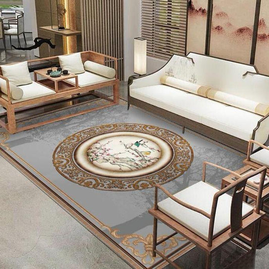 3D Chinese Flower Printed Carpets Rugs Living Room Ink Painting Area Rug Bedroom Home Carpet Sofa