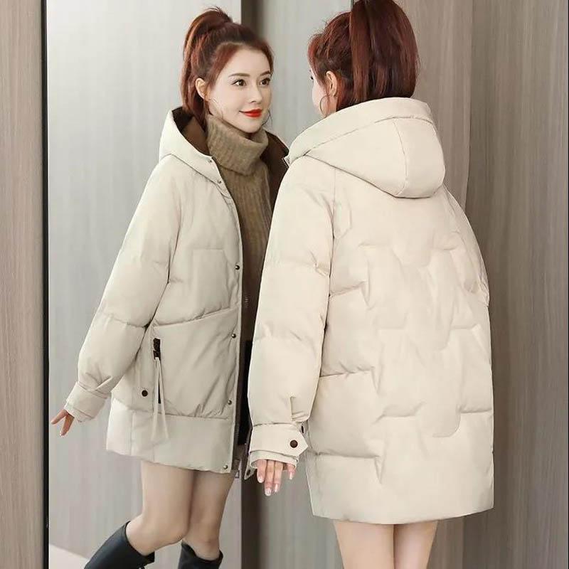 Down Padded Jacket Women's Mid-length Padded Coat Loose Large Size Padded Jacket Bread Suit Winter Coat Trend