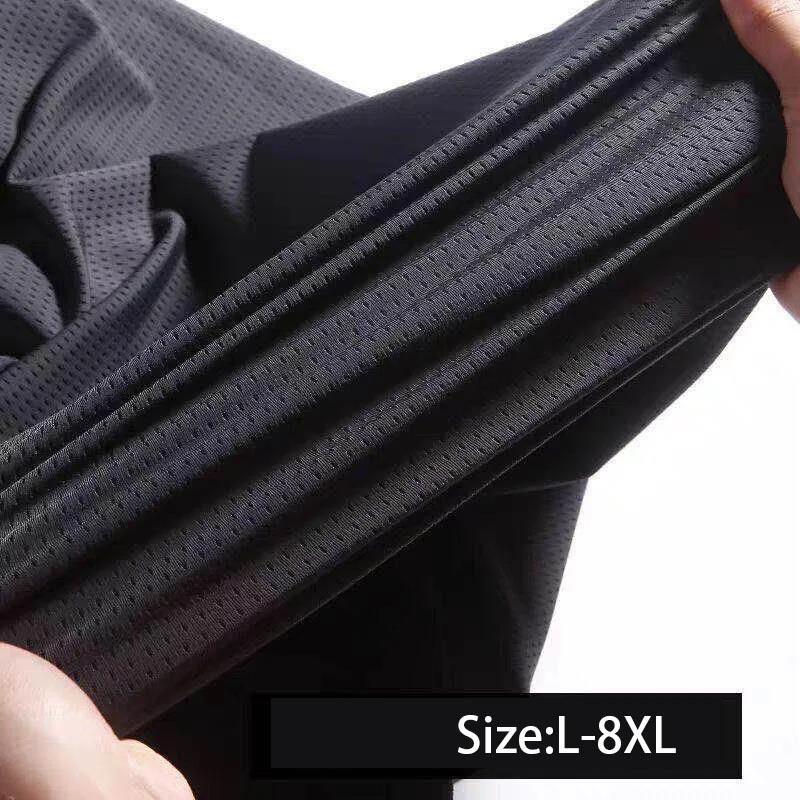 Summer Ice Silk Plus Fat Large Size Loose Sports and Leisure Suit Men's Short-sleeved Cropped Trousers Suit