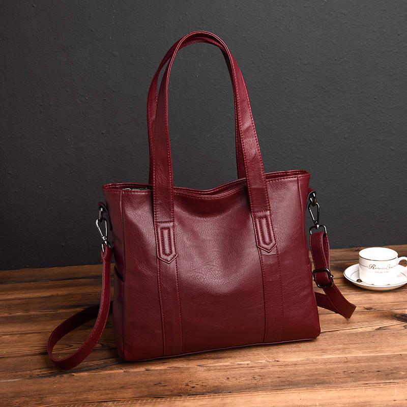 Genuine Leather Handbags Big Bags Fashion Handbags Sheepskin Large Capacity Shoulder Bag Soft Leather Messenger Bag