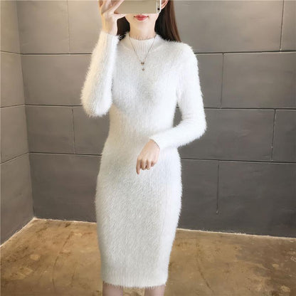 Autumn and Winter Thickened Slim-fit Knit Dress Ultra-long Style with Coat Over-the-knee Base Sweater Dress