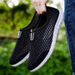 Men's Summer Breathable Hollow Sandals Dad Old Beijing Mesh Cloth Shoes Husband Leisure Sports Slip-On Mesh Shoes