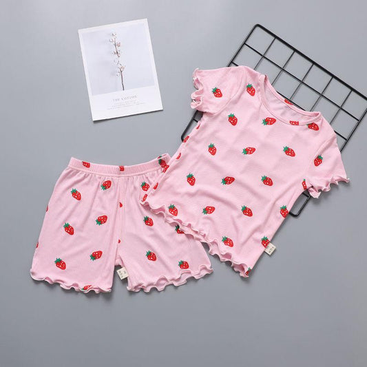 Two-piece Suit Children's Summer Thin Short-sleeved Pajamas Set Children's Home Service Girl's Baby Air-conditioned