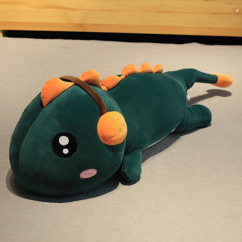 80CM Lovely Earphone Big Dinosaur Plush Toy Soft Kids Bed Sleeping Doll Pillow Cute Boy Girl Birthday Gifts