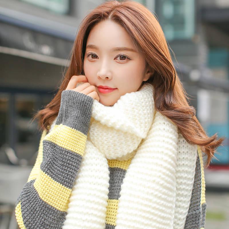 Couple Scarf Female Winter Wool Knitted Scarf Men and Women Thick Scarf Gift