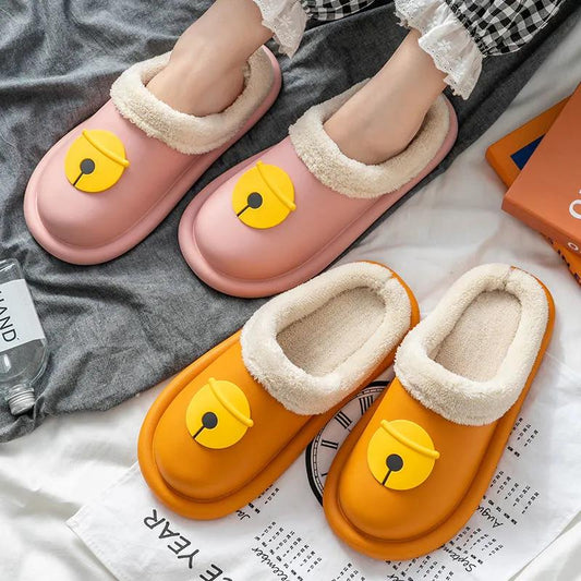 Autumn and Winter Pure Cotton Slippers Indoor Non-slip Soft-soled Shoes Warm Simple Plush Cotton Shoes