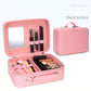 Large Capacity with Mirror Cosmetic Case Portable Makeup Case Travel Portable Cosmetic Storage Case Makeup Bag Organizer Pink Toiletry Bag