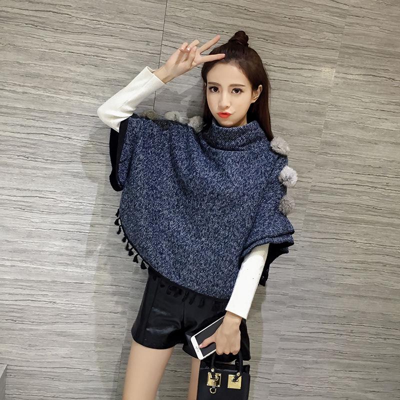 Spring and Autumn Plaid Cloak Top Hooded Pullover Sweater Shawl Coat Student Trend