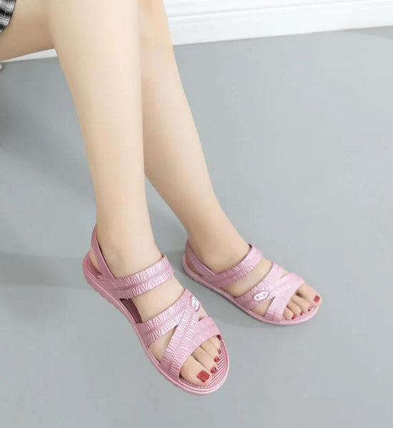 Summer Mother Shoes Sandals Nurse Shoes Plastic Female Middle-aged  Elderly Flat-heeled Soft-soled Comfortable Flat Sandals Please Buy A Larger Size