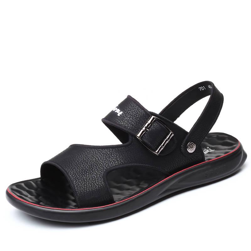 Summer Men's Leather Sandals Beach Shoes Men's Sandals and Slippers Soft Bottom Non-slip Flip Flops