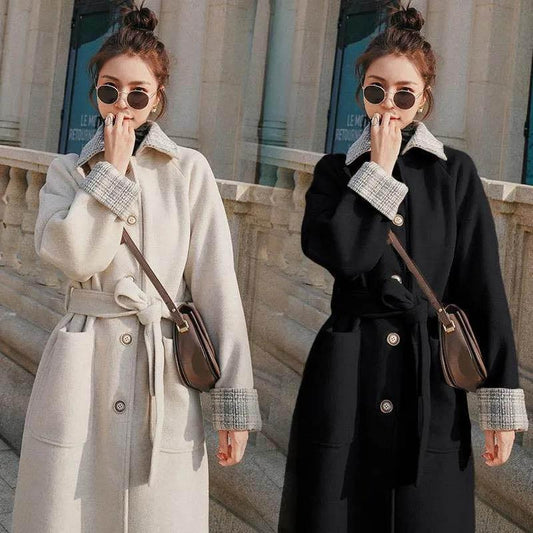 Women's Woolen Coat Mid-length Windbreaker with Cotton Thickened Autumn and Winter Jacket Women