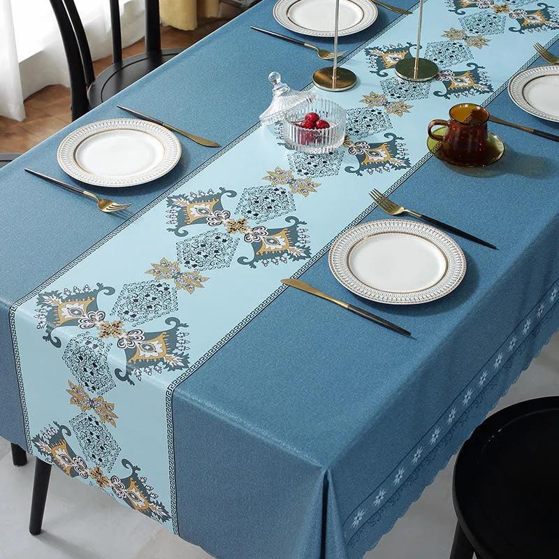 PVC Printed Tablecloth Oil-proof and Waterproof Tablecloth Rectangular Table Top Decoration Washable Tablecloth