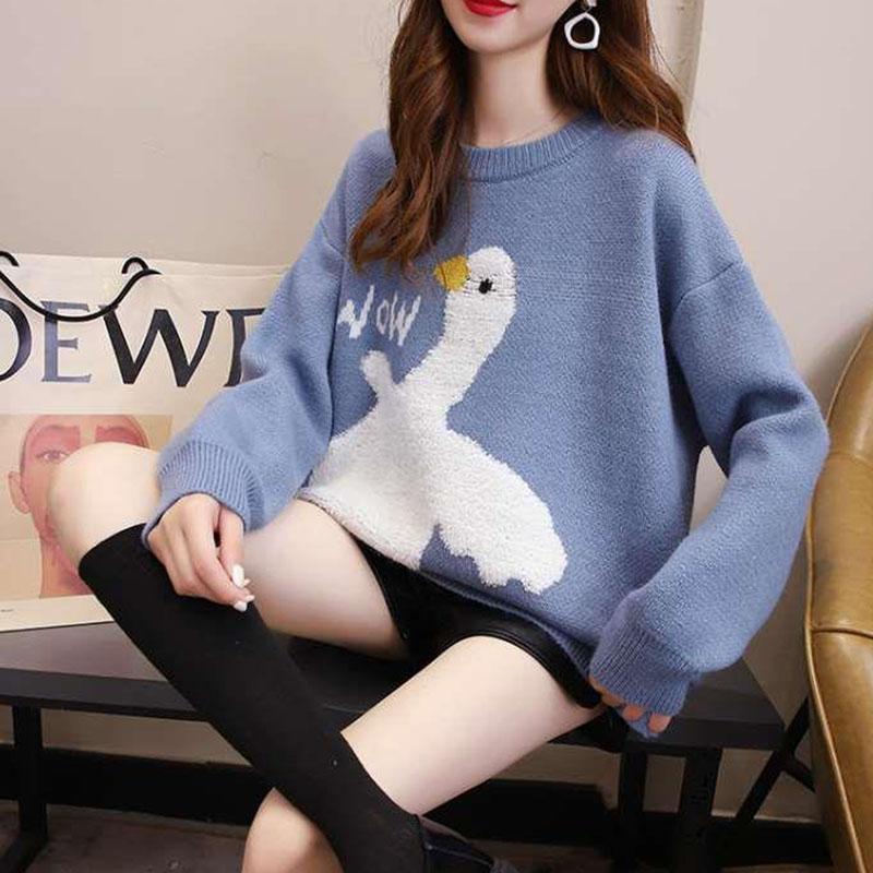 Autumn and Winter Loose Casual Sweater Cartoon Pattern Fashion Jacket Cute Style Female Student Top