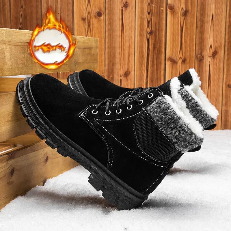 Winter Men's Plus Velvet Padded Snow Boots Men's Warm High-top Martin Boots Cotton Shoes Non-slip Cotton Boots