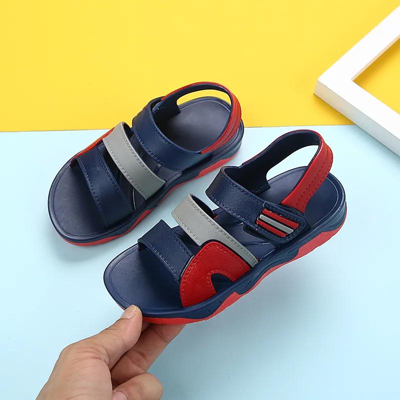 Boys Sandalies Children's Sandals Boys Stitching Simple Soft Bottom Sandals Baby Beach Shoes