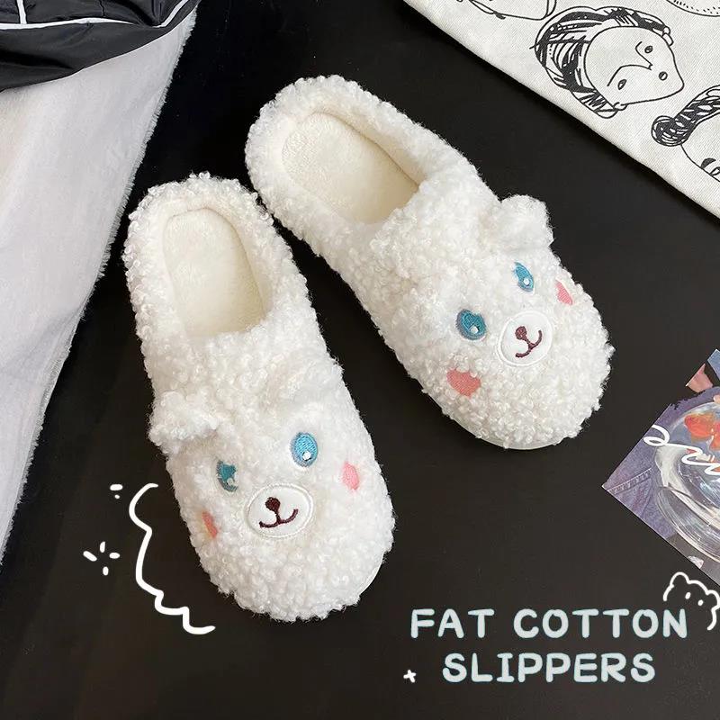 Autumn and Winter Pure Cotton Slippers Indoor Non-slip Soft-soled Shoes Warm Simple Plush Cotton Shoes