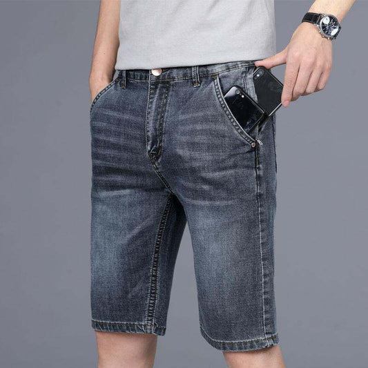 Summer Denim Shorts Men's Five-point Pants Thin Loose Straight Leg Men's Stretch Casual Breeches