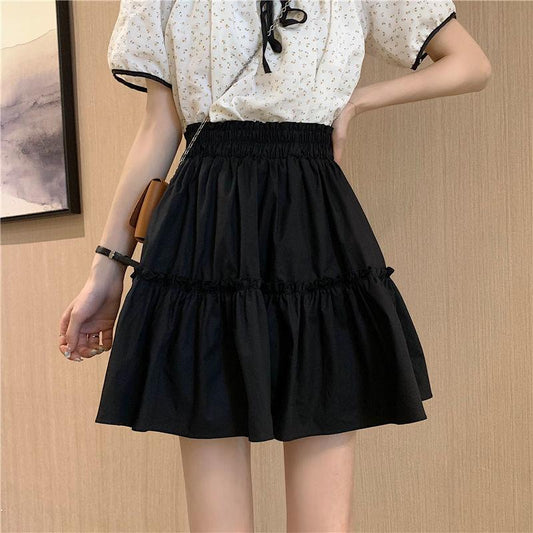 White Skirt Women's Summer Elastic Waist Fungus Fashion Temperament A-line Short Skirt