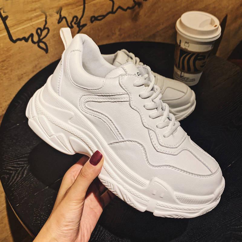 Women Casual Shoes Suede Leather Platform Shoes Women Sneakers Ladies White Trainers Chaussure Femme