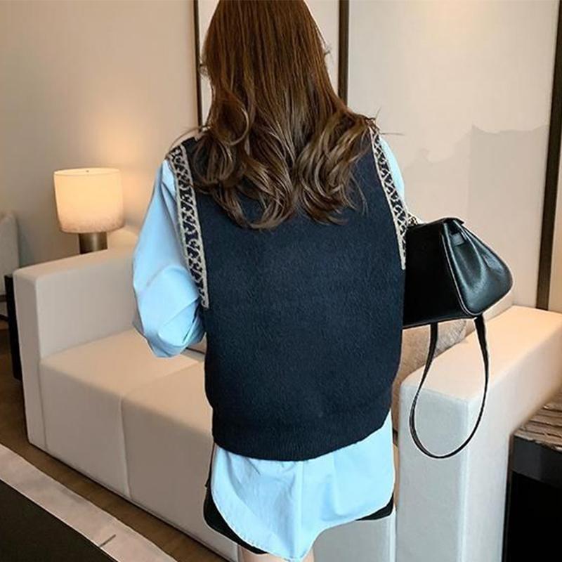 Women's Waistcoat Spring and Autumn Wear 2021 Knit Vest Waistcoat Korean Style Outer Sweater