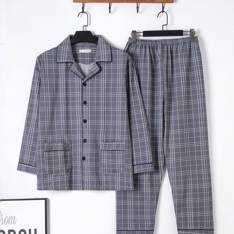 Pajamas Men's Autumn and Winter Increase Casual Men's Cotton Thin Suits Autumn Cotton Long-sleeved Men's Home Service