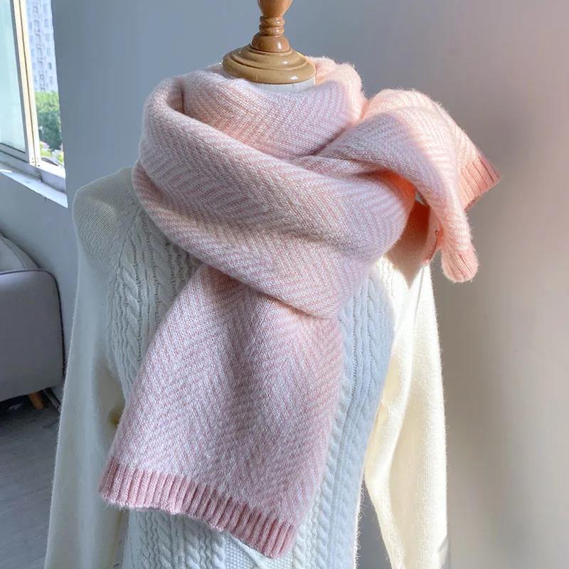 Autumn and Winter Women's Scarf Imitation Cashmere Thickening Fashion Warm Scarf Pure Color Wild Scarf Shawl