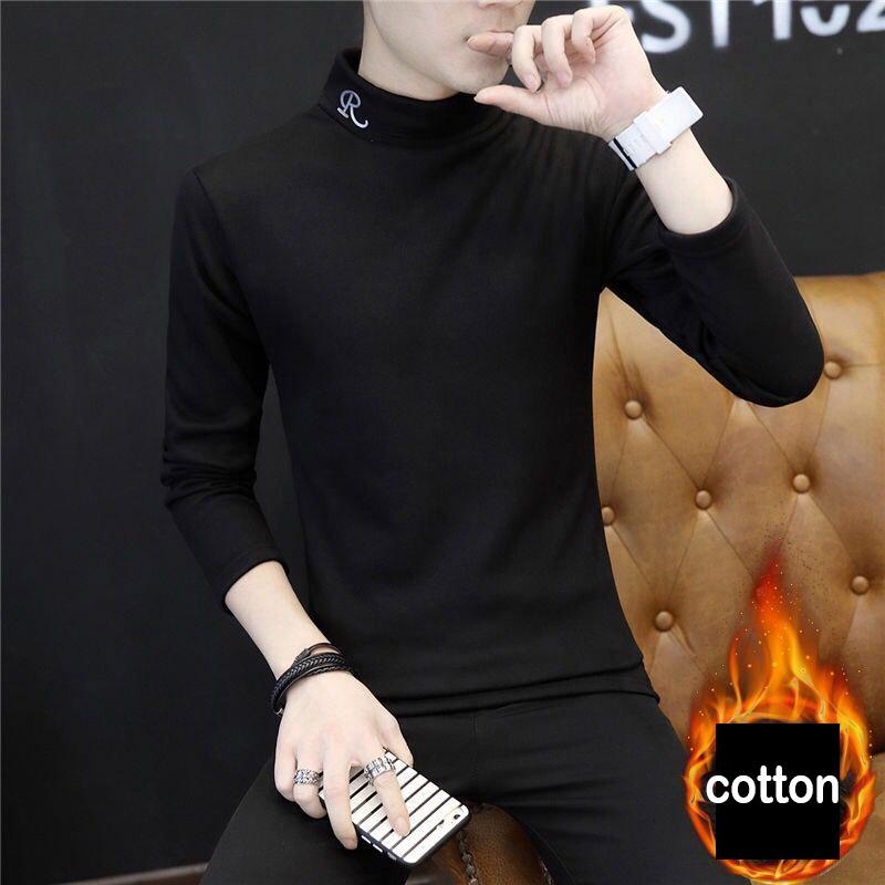 Long-sleeved T-shirt Men's Fashion Wild Sweater Men's Autumn and Winter Warm Slim Tops