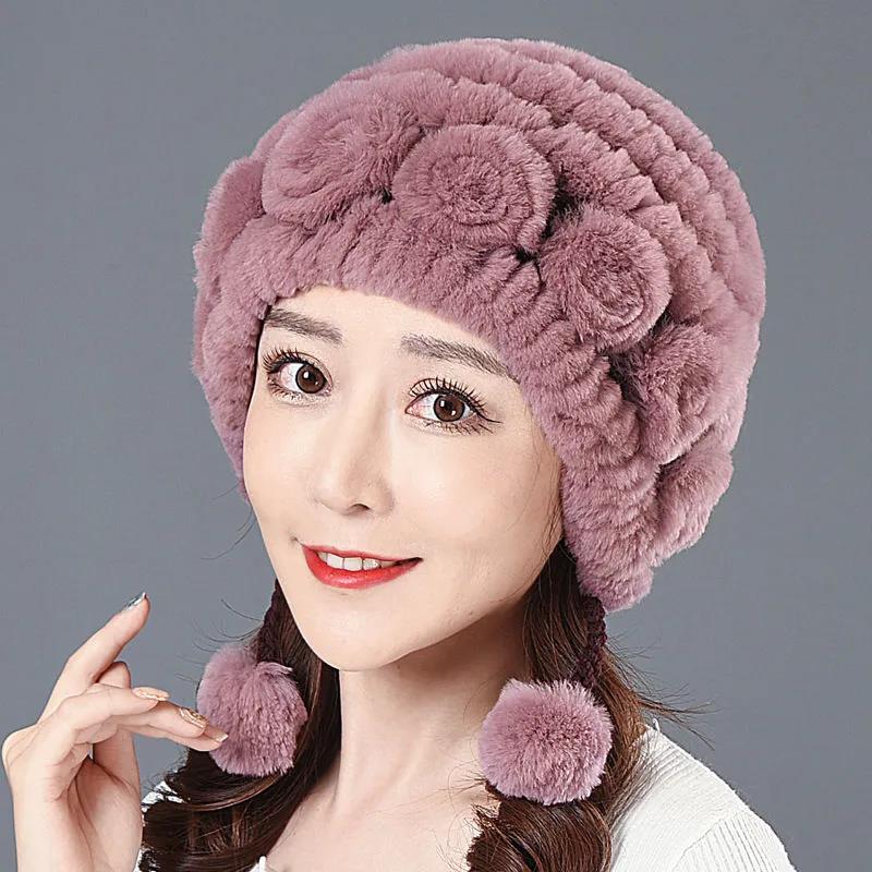 Women's Korean Style Imitation Rabbit Fur Hat Thickened Warm Color Plush Hat