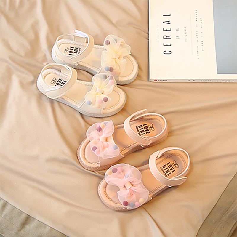 Girls Sandals Summer Bow Princess Shoes Korean Children's Baby Non-slip Soft-soled Beach Shoes