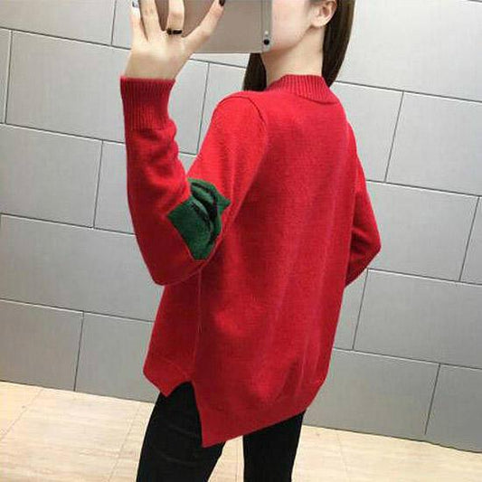 Autumn and Winter Cartoon Sweater Jacket Womens Long Sleeve All-match Knitted Sweater Woman