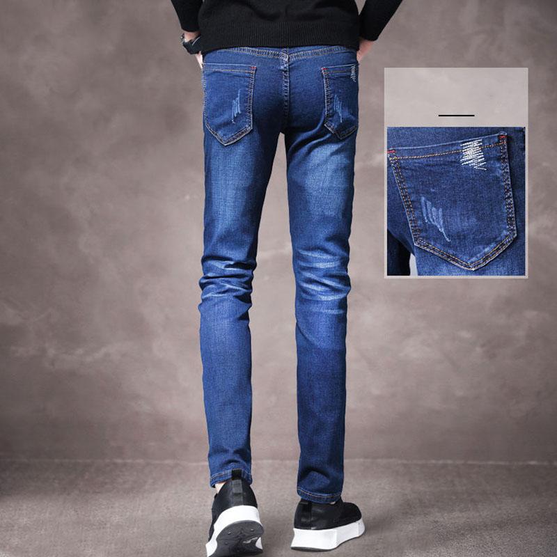 Summer Scratch Men's Jeans Casual Slim Fit Youth Distressed Black Jeans