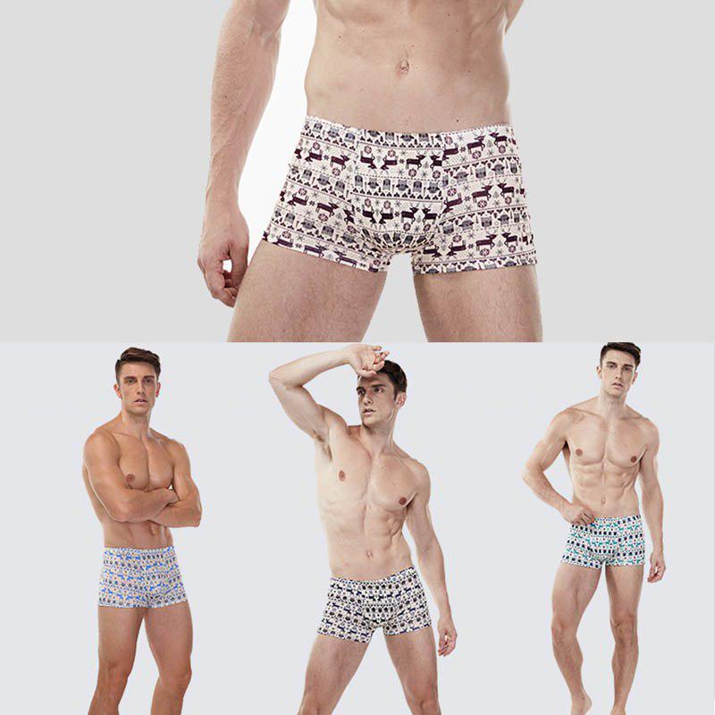 8 pcs Brand Underwear Elephant Man Print Stripe Men Shorts Boxers Goat Underpants