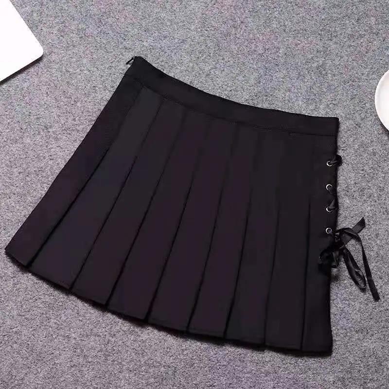 Pleated Skirt Women's Spring Summer All-match Strappy Short Skirt Korean Version of The College Style Skirt with Lining High Waist A-line Skirt