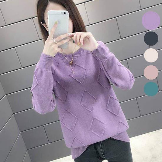 5 Colors Women Solid Color Skin-friendly Sweaters Turtleneck Rhombus Bottoming Knitwear