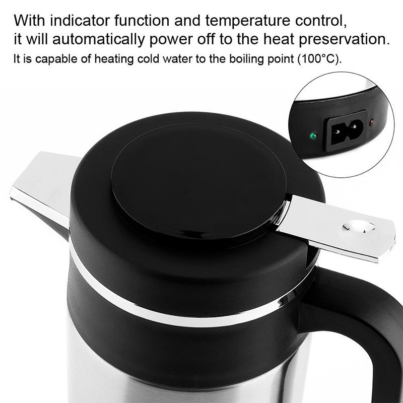 1000ml Stainless Steel Car Electric Heating Kettle Temperature Control Kettle Coffee Tea Water Heating Cup