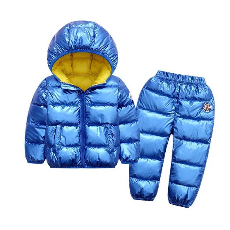 Children's Winter Thick Down Padded Jacket Suits for Boys and Girls Two-piece Disposable Baby Cotton Clothes for Infants and Toddlers