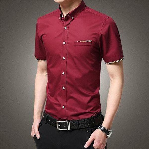 Men's Short-sleeved Slim Shirt Korean Fashion Trend Shirt Casual Business British Hair Stylist Clothes