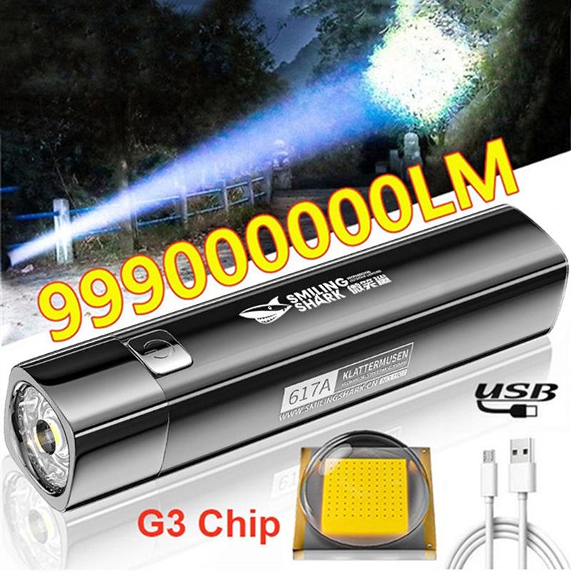 Portable Led Flashlights USB Rechargeable Waterproof Torch Can Be Used As Power Banck Outdoor Lighting Fishing Hiking Work Light