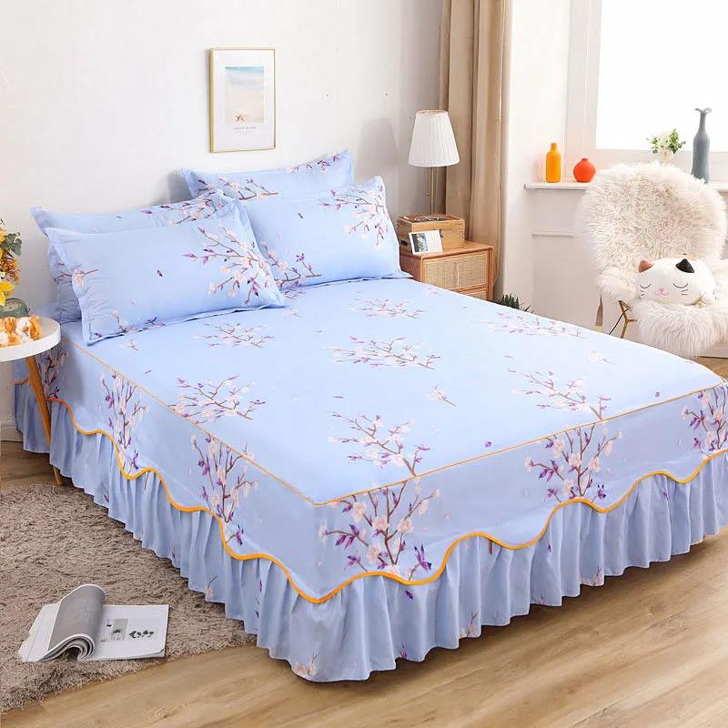 1 Piece Set of Protective Mattress Cover Fitted with Non-slip Protection Printed Bed Sheet Dust Cover