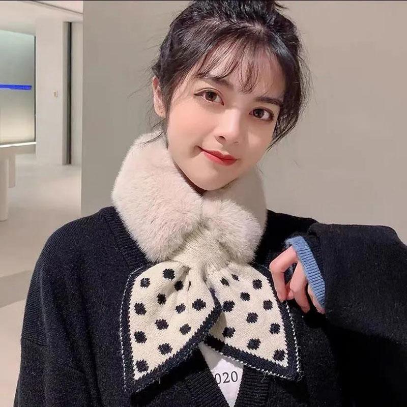 Winter Plush Scarf Rabbit Fur Collar Padded Collar Korean Fashion All-match Scarf Collar