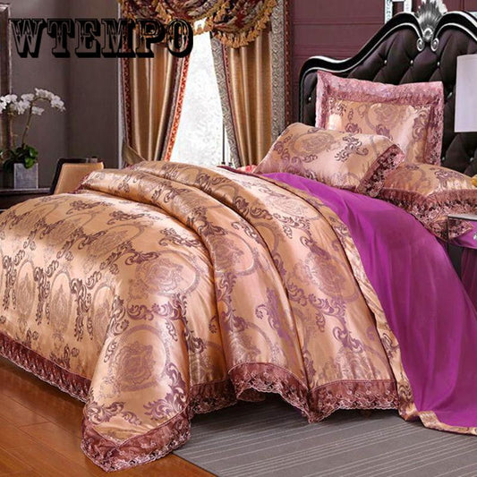 Luxury Jacquard Bedding set Queen King size Wedding Duvet cover Bed sheet Bed spread set