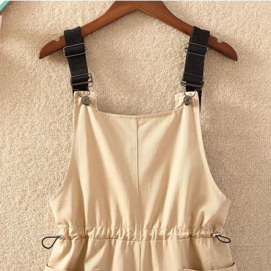 Wide Leg Strap Shorts Women Spring and Summer New Korean Style Loose and Cute Workwear Jumpsuit