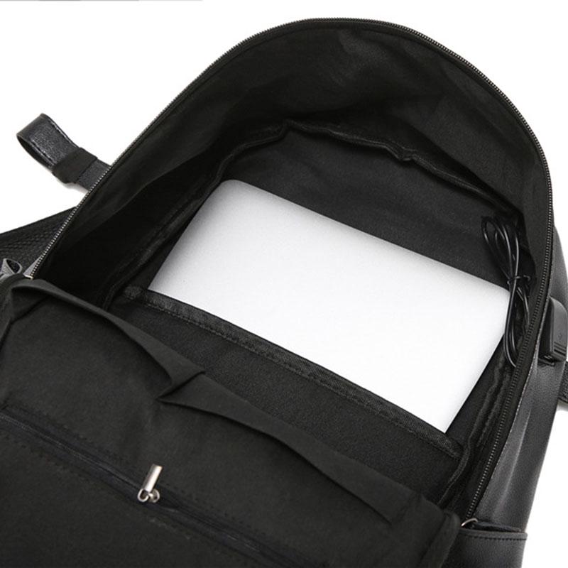 Men Multifunctional Backpack College Laptop Backpack with Earphone Perforation and USB Charging Port